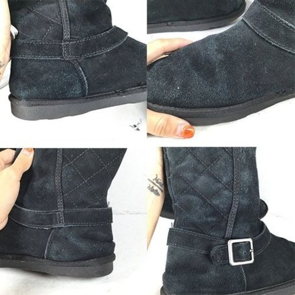 Sonoma Women's Leather Quilted Tall Boots Buckle Detail Black Size 10 - Picture 9 of 10